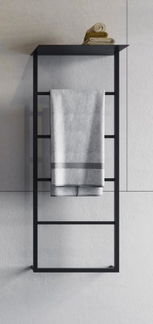 Przejdź do produktu SKA ścienny wieszak na ręczniki z półką 454x1184x252mm, czarny mat
