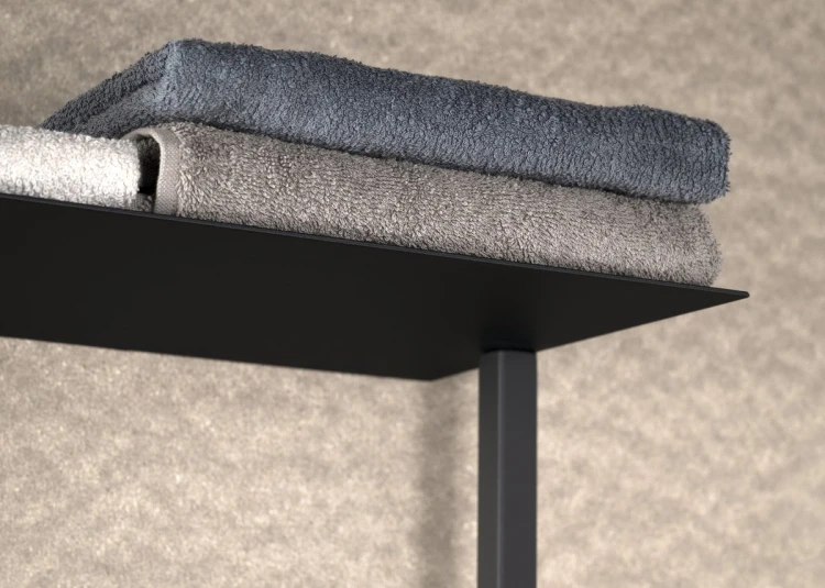 SKA ścienny wieszak na ręczniki z półką 454x1184x252mm, czarny mat