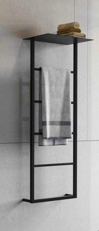 SKA ścienny wieszak na ręczniki z półką 454x1184x252mm, czarny mat