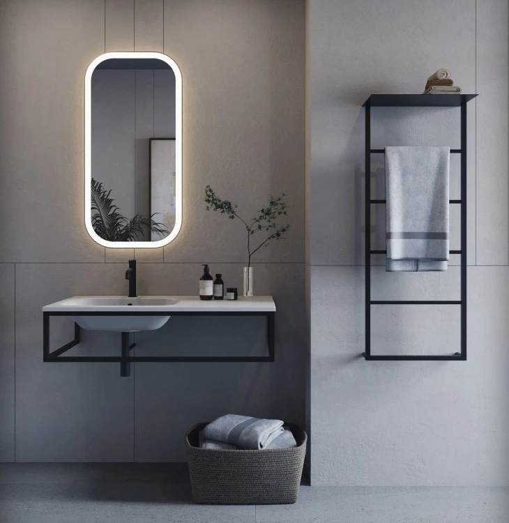 SKA ścienny wieszak na ręczniki z półką 454x1184x252mm, czarny mat