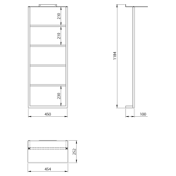 SKA ścienny wieszak na ręczniki z półką 454x1184x252mm, czarny mat