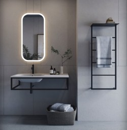 SKA ścienny wieszak na ręczniki z półką 604x1184x252mm, czarny mat