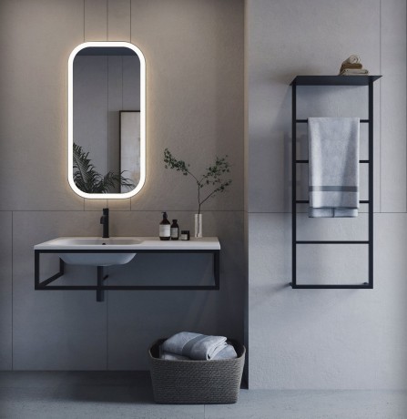 Przejdź do produktu SKA ścienny wieszak na ręczniki z półką 604x1184x252mm, czarny mat