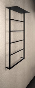 SKA ścienny wieszak na ręczniki z półką 604x1184x252mm, czarny mat
