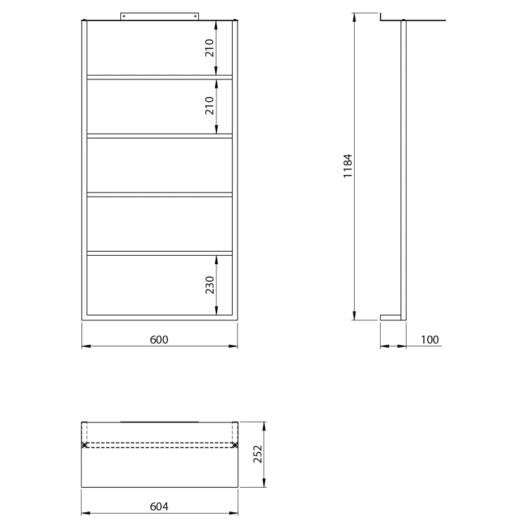 SKA ścienny wieszak na ręczniki z półką 604x1184x252mm, biały mat