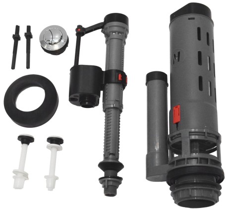 Przejdź do produktu Mechanizm spłukujący z przyciskiem DUAL 49 mm, napełnianie od dołu 1/2", chrom