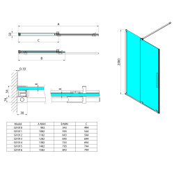 SPIRIT drzwi 1400mm, szkło czyste