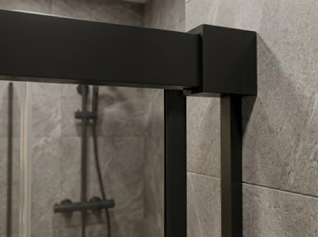 Przejdź do produktu LUXOR BLACK drzwi prysznicowe wejście z rogu 1000mm, szkło czyste