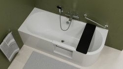 PORTAS L asymetryczna wanna z drzwiami, 170x75x60cm, biały