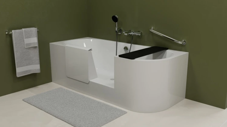 PORTAS L asymetryczna wanna z drzwiami, 170x75x60cm, biały