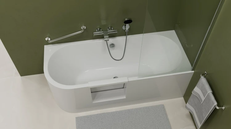 PORTAS R asymetryczna wanna z drzwiami, 170x75x60cm, biały