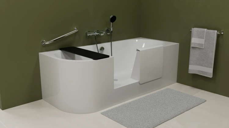 PORTAS R asymetryczna wanna z drzwiami, 170x75x60cm, biały