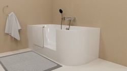 PORTAS L asymetryczna wanna z drzwiami, 160x75x60cm, biały