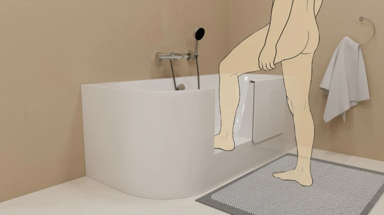 PORTAS R asymetryczna wanna z drzwiami, 160x75x60cm, biały