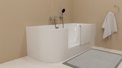 PORTAS R asymetryczna wanna z drzwiami, 160x75x60cm, biały