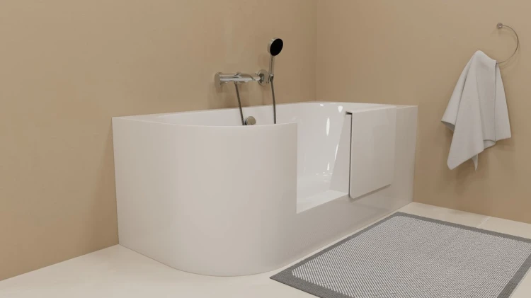 PORTAS R asymetryczna wanna z drzwiami, 160x75x60cm, biały