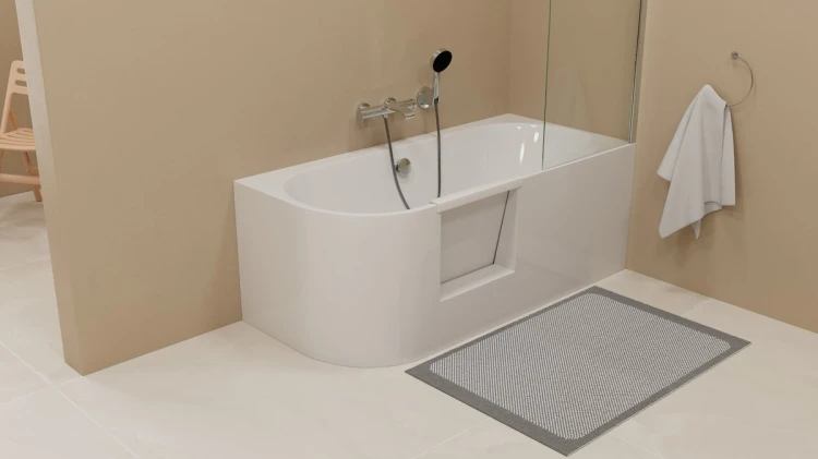PORTAS R asymetryczna wanna z drzwiami, 160x75x60cm, biały