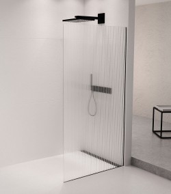 ARCHITEX zestaw do mocowania szkła podłoga-ściana z listwą spadkową, 1615x2105mm, czarny mat