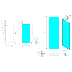 ARCHITEX zestaw do mocowania szkła, ściana-podłoga-sufit, 1615x2600mm, polerowane aluminium