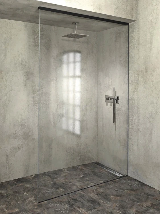ARCHITEX zestaw do mocowania szkła, ściana-podłoga-sufit, 1615x2600mm, czarny mat