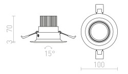 RENDL SPARKLE wpuszczana aluminium polerowane 230V LED 5W 24° 3000K