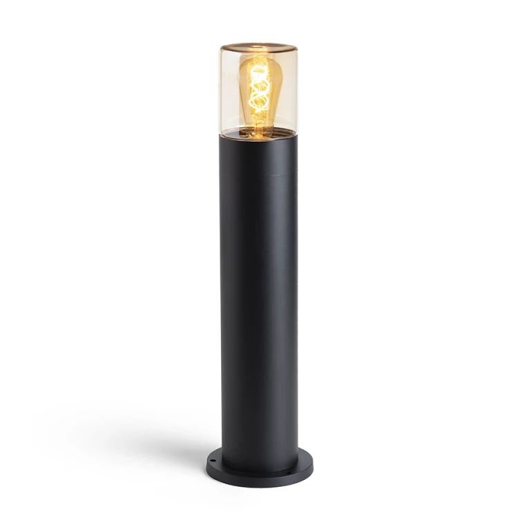 RENDL QUINN 60 podłogowa czarna szkło bursztynowe 230V LED E27 11W IP54