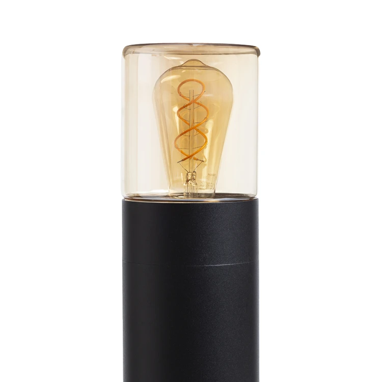 RENDL QUINN 60 podłogowa czarna szkło bursztynowe 230V LED E27 11W IP54