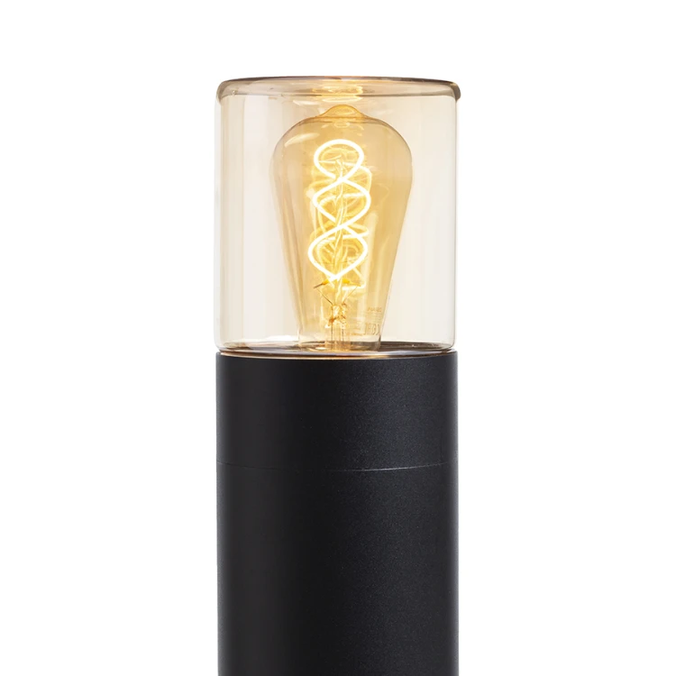 RENDL QUINN 60 podłogowa czarna szkło bursztynowe 230V LED E27 11W IP54