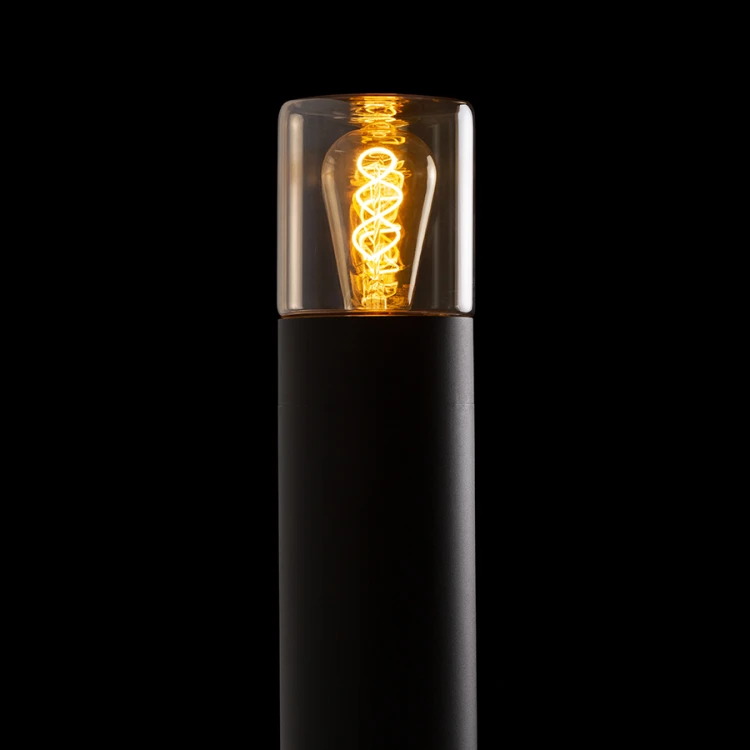RENDL QUINN 60 podłogowa czarna szkło bursztynowe 230V LED E27 11W IP54