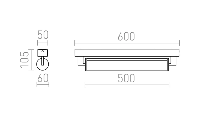 RENDL ROCCA 60 ścienna chrom 230V LED 18W IP44 3000K