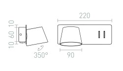 RENDL AMADEUS ściana z podświetleniem czarna 230V LED 4+6W 3000K