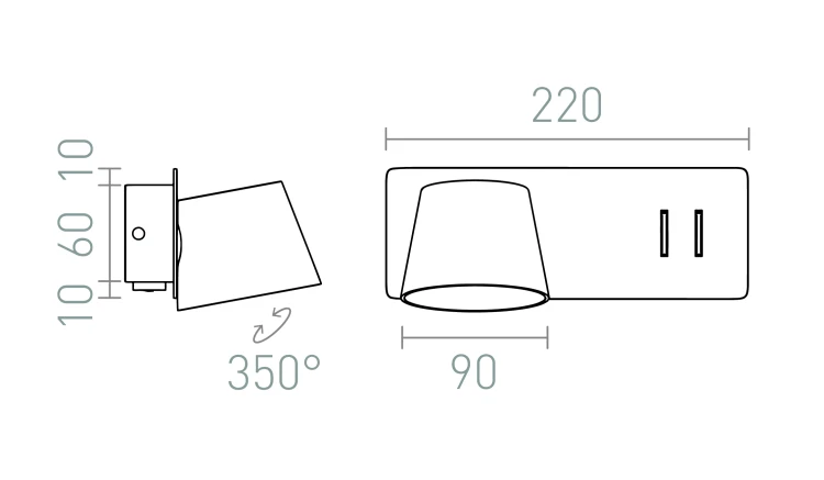 RENDL AMADEUS ściana z podświetleniem czarna 230V LED 4+6W 3000K