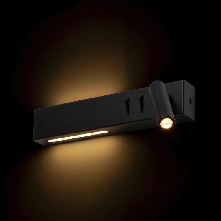 RENDL ODEON ściana z podświetleniem czarna 230V LED 8+3W 30° 3000K