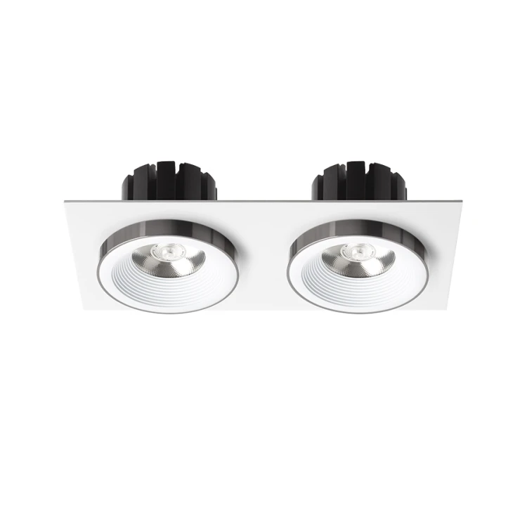 RENDL SHARM SQ II wpuszczana biała czarny chrom 230V LED 2x10W 24° 3000K