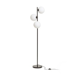 RENDL ETHERIA podłogowa czarna szkło opalowe 230V LED G9 3x7W