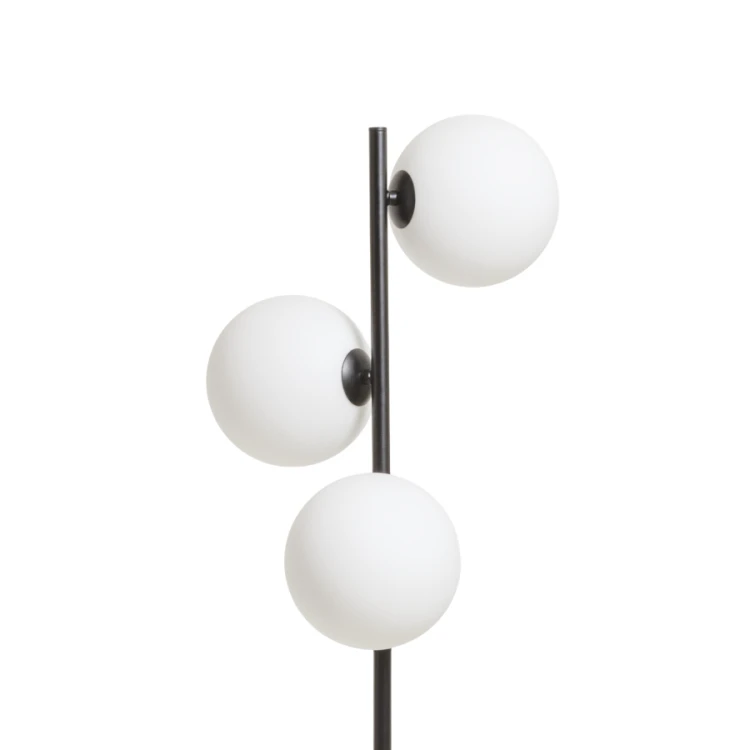 RENDL ETHERIA podłogowa czarna szkło opalowe 230V LED G9 3x7W