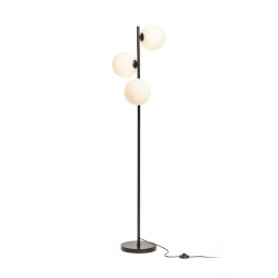 RENDL ETHERIA podłogowa czarna szkło opalowe 230V LED G9 3x7W