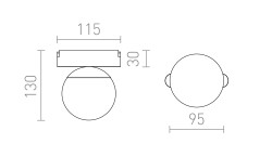 RENDL CIARA 10 dla systemu VEGA/WAVE czarna akryl mleczny 24V= LED 6W 3000K 4000K 5700K