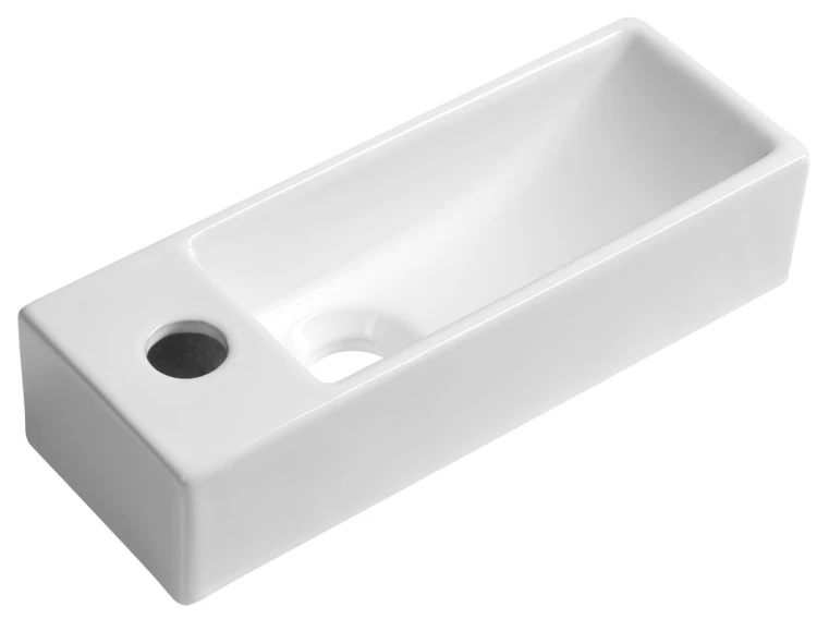 AQUA MINI umywalka ceramiczna 38x14cm, otwór na baterię z lewej strony, biały