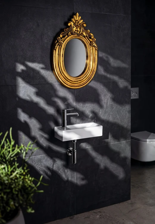AQUA MINI umywalka ceramiczna 38x14cm, otwór na baterię z lewej strony, biały