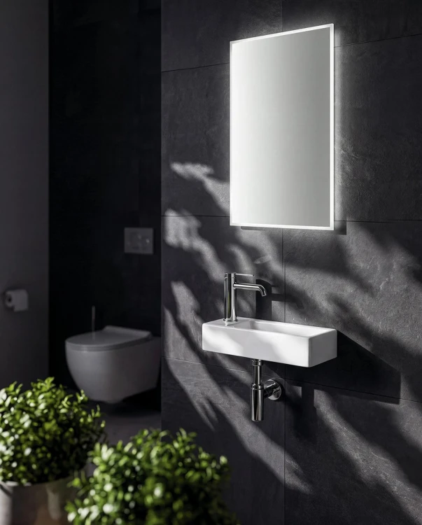 AQUA MINI umywalka ceramiczna 38x14cm, otwór na baterię z lewej strony, biały