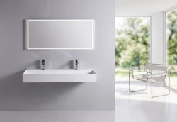 CUBIS umywalka kompozytowa, 100x40cm, dwa otwory na baterię, biały
