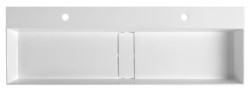 CUBIS umywalka kompozytowa, 120x40cm, dwa otwory na baterię, biały