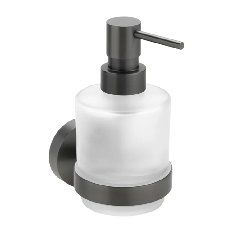 X-ROUND GUN METAL dozownik mydła 200ml, szkło mleczne, gun metal