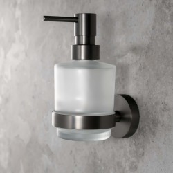 X-ROUND GUN METAL dozownik mydła 200ml, szkło mleczne, gun metal