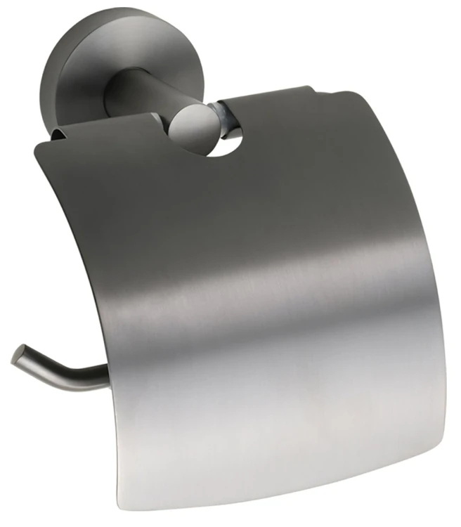 X-ROUND GUN METAL wieszak na papier toaletowy, z klapką, gun metal