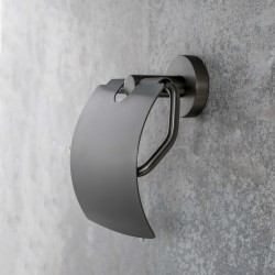 X-ROUND GUN METAL wieszak na papier toaletowy, z klapką, gun metal