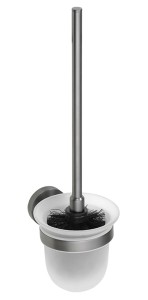 X-ROUND GUN METAL wisząca szczotka do WC, szkło mleczne, gun metal
