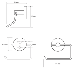 X-ROUND GUN METAL wieszak na papier toaletowy, gun metal