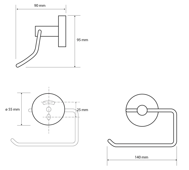 X-ROUND GUN METAL wieszak na papier toaletowy, gun metal